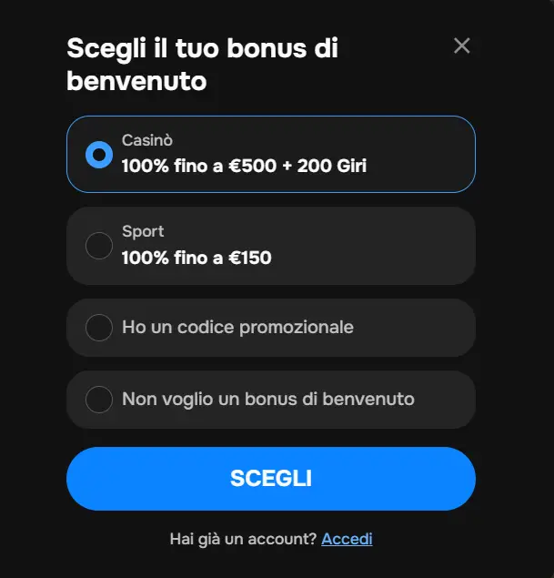 Registrazione MrPunter Casino